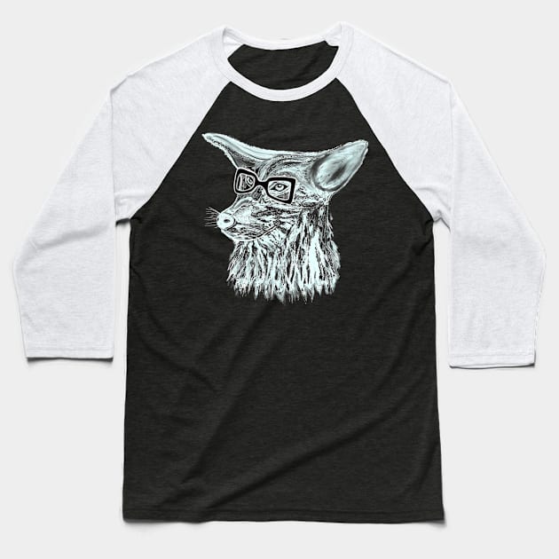 Icey Coyote Hipster All Ears Baseball T-Shirt by BrederWorks